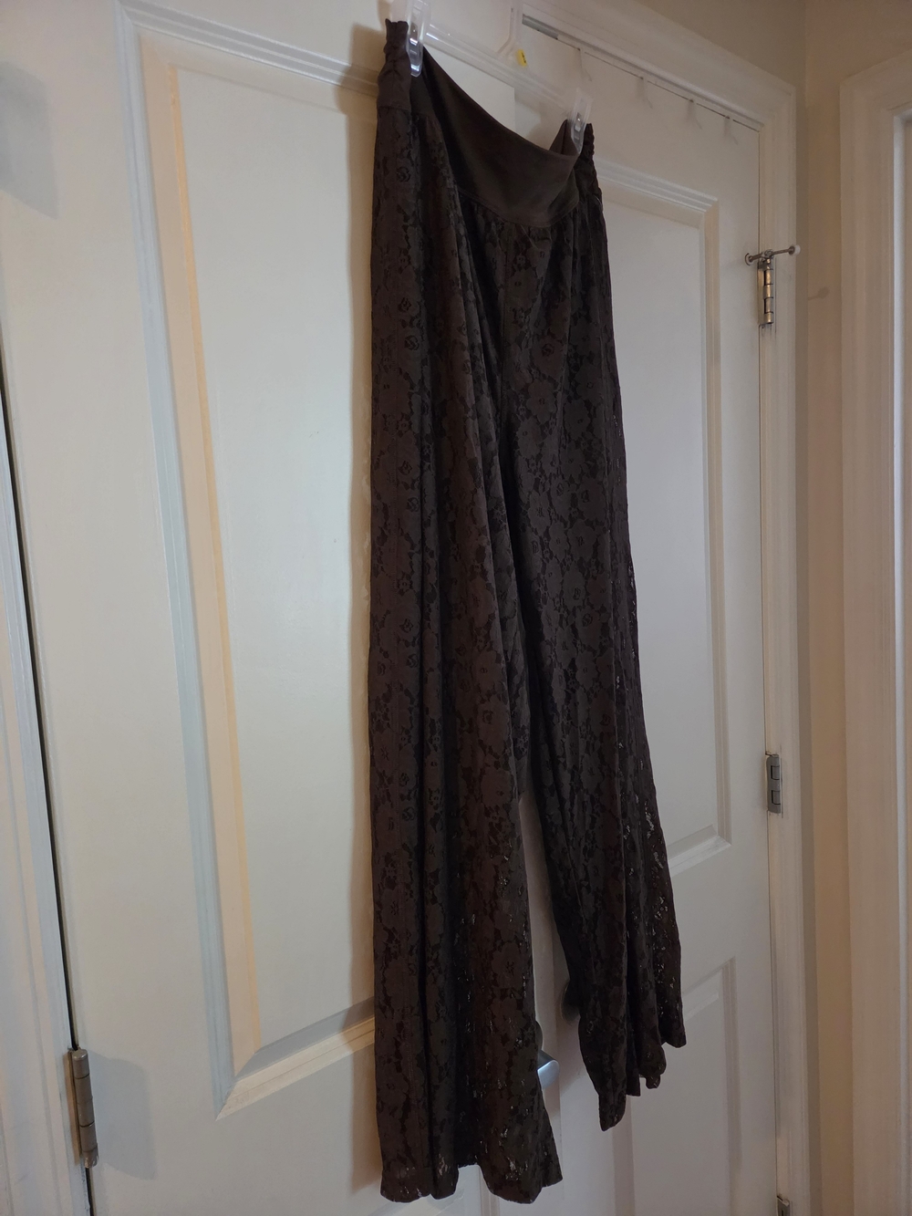 No Boundaries Brown Lace Wide-Leg Jumpsuit Pants